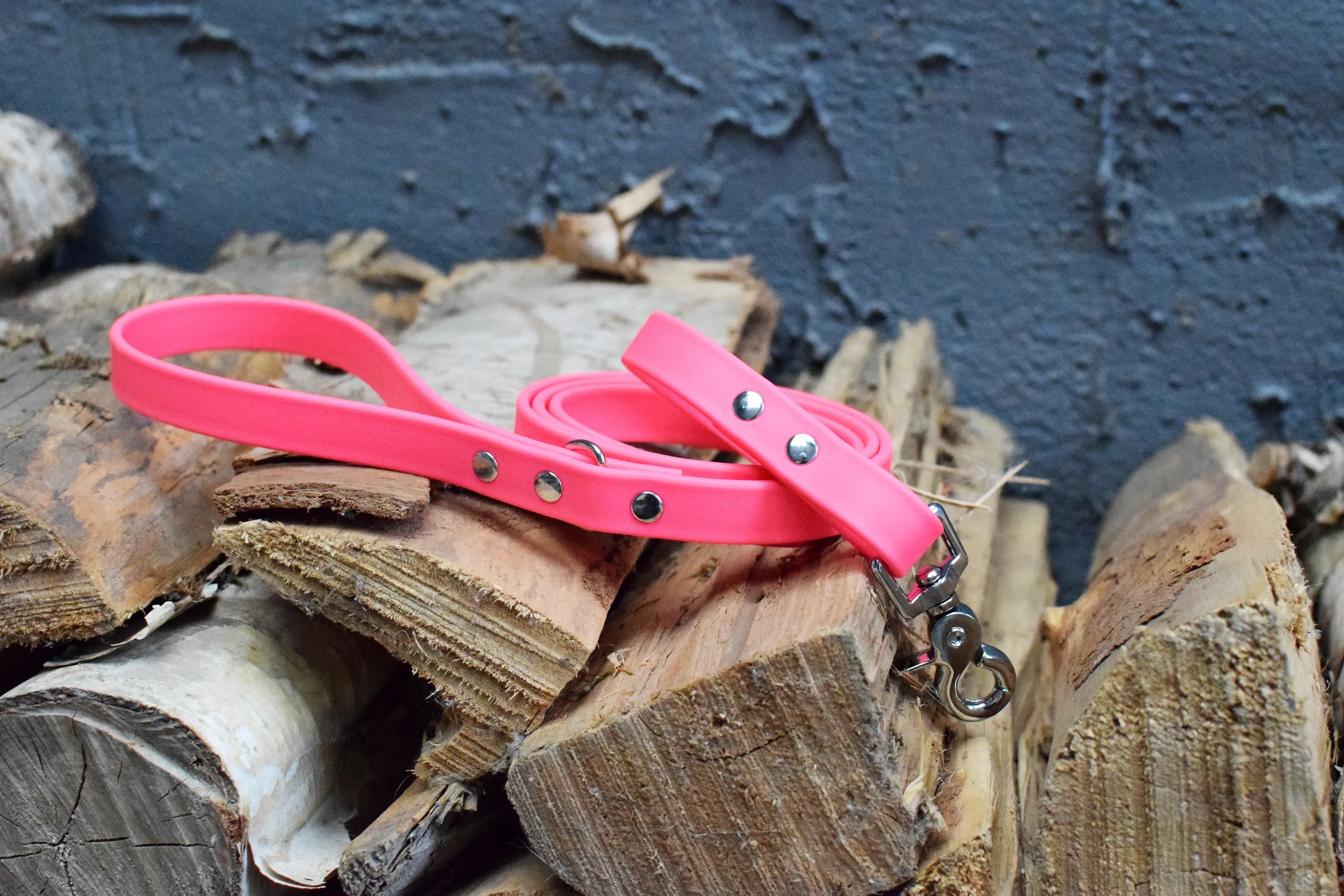 PREMADE COLLECTION - Hot Pink & Nickel Biothane Dog Leash