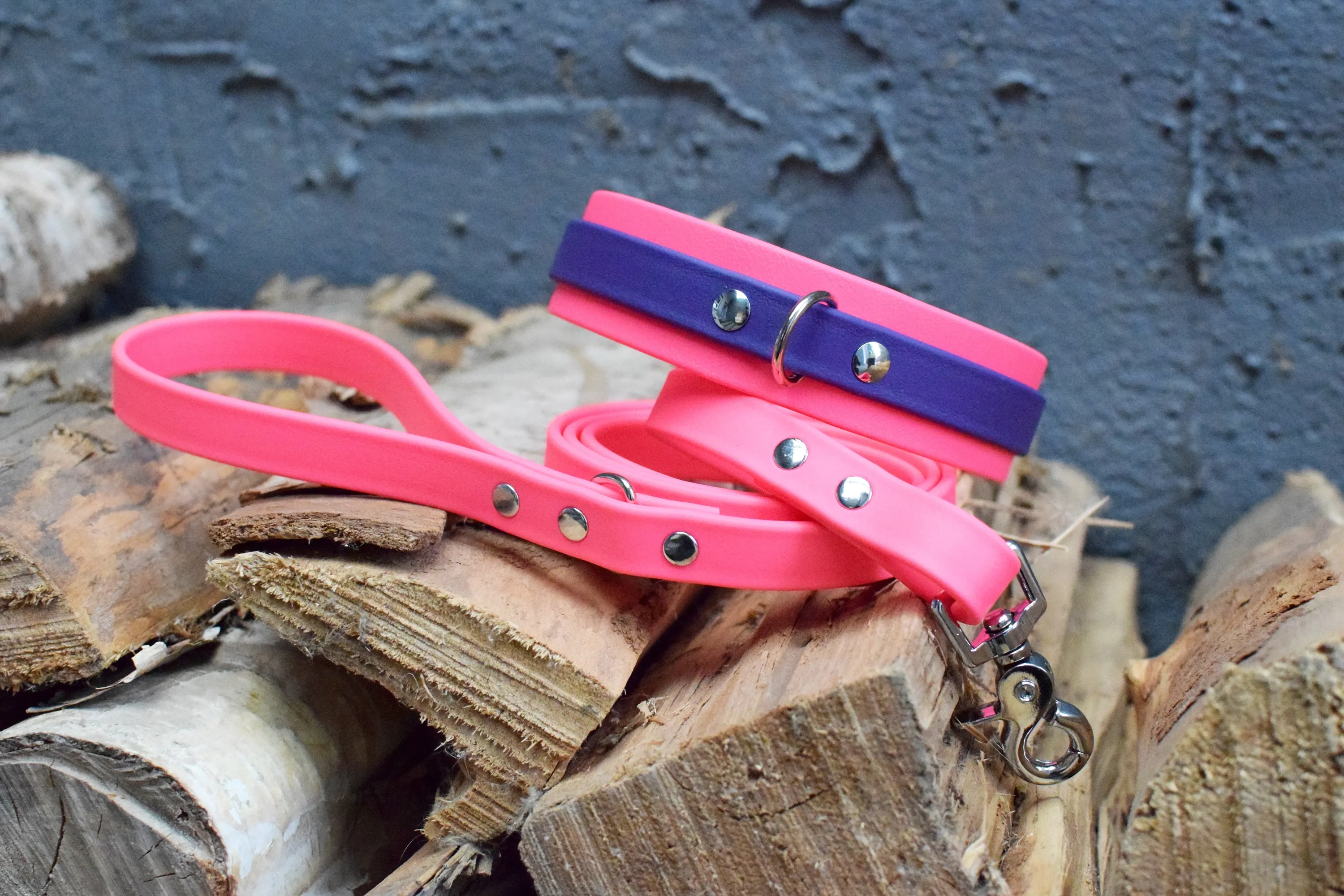PREMADE COLLECTION - Hot Pink & Nickel Biothane Dog Leash