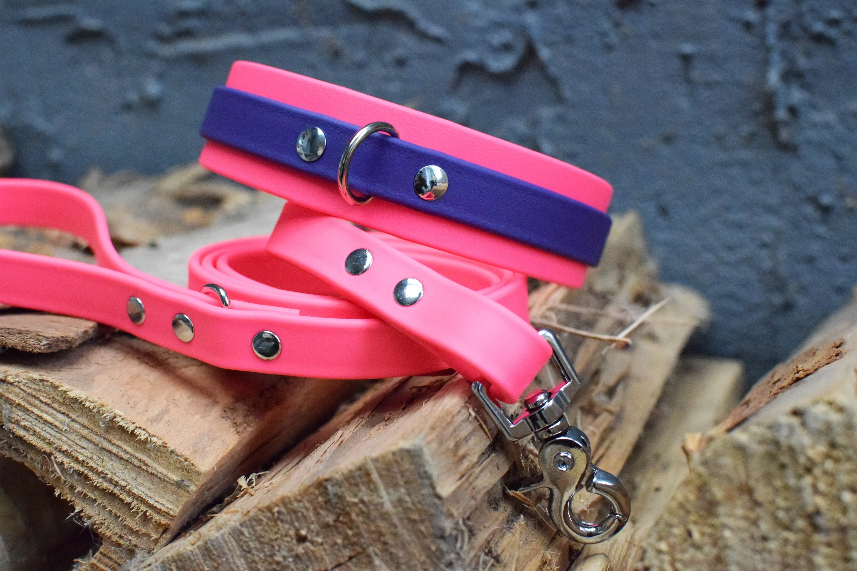 PREMADE COLLECTION - Hot Pink & Nickel Biothane Dog Leash