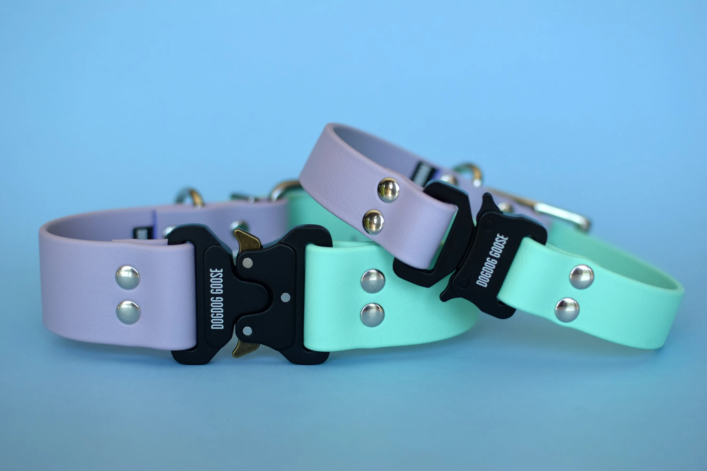 PREMADE COLLECTION - Pastel Purple & Seafoam with Nickel Biothane Dog Collar