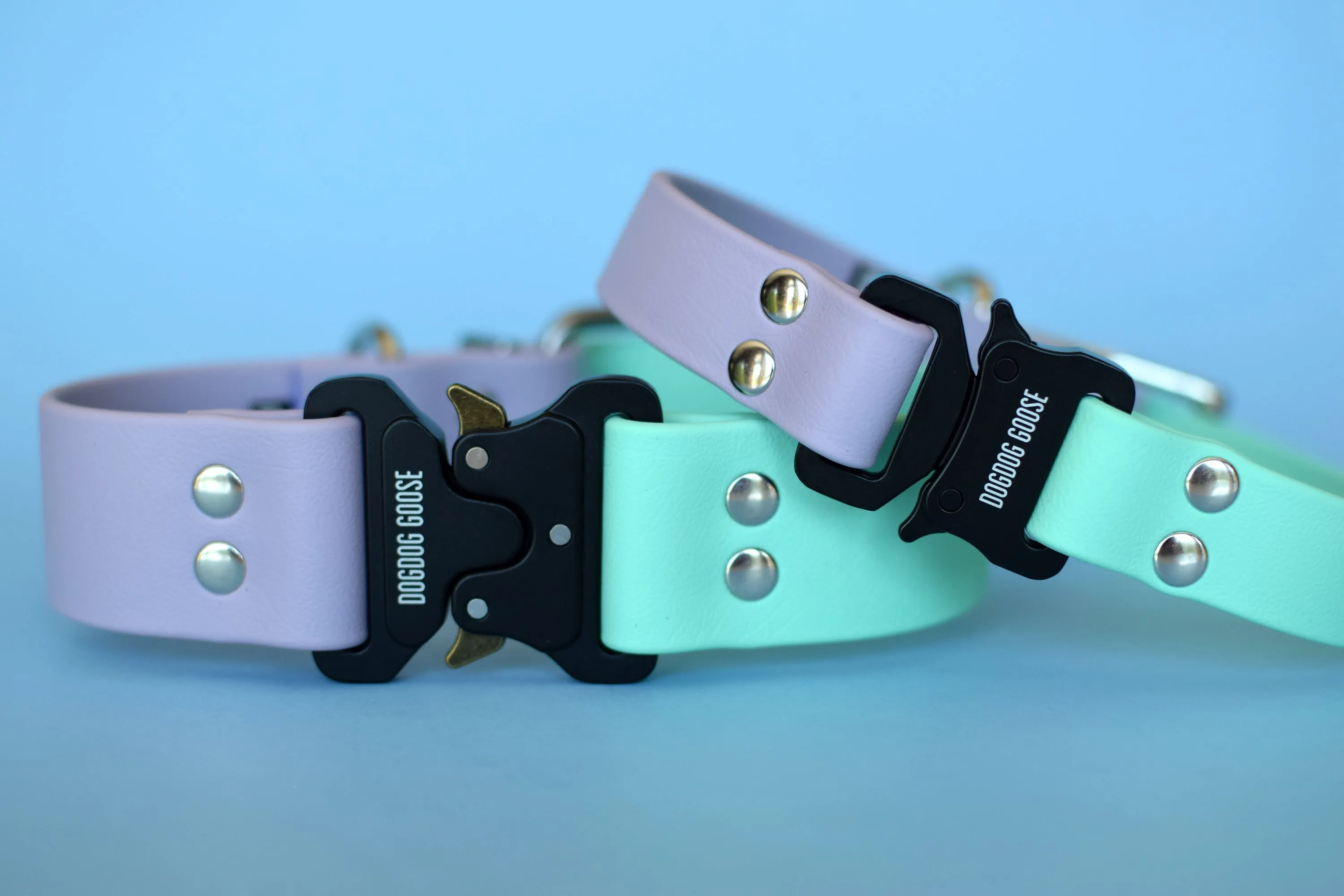 PREMADE COLLECTION - Pastel Purple & Seafoam with Nickel Biothane Dog Collar
