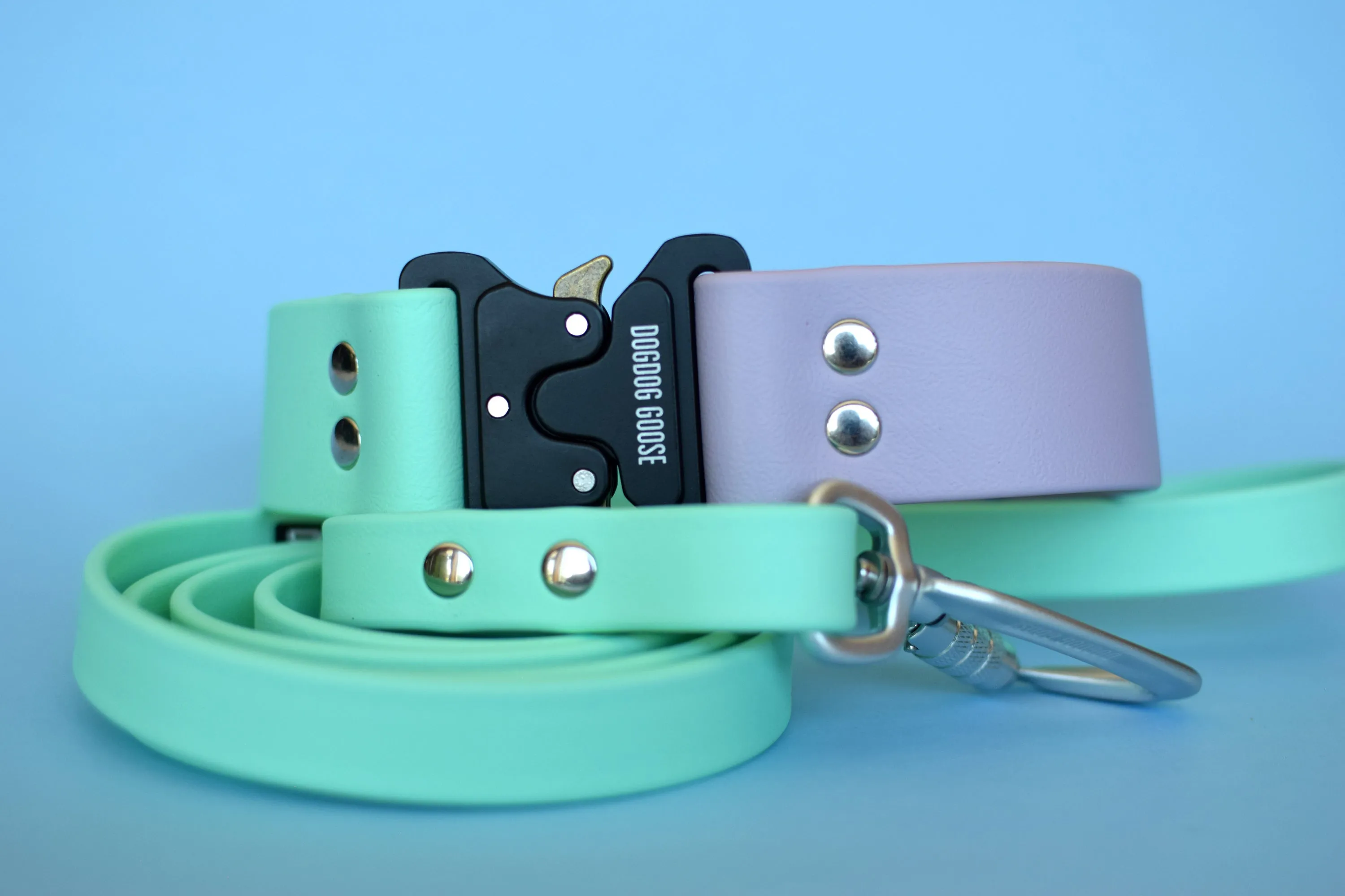 PREMADE COLLECTION - Pastel Purple & Seafoam with Nickel Biothane Dog Collar