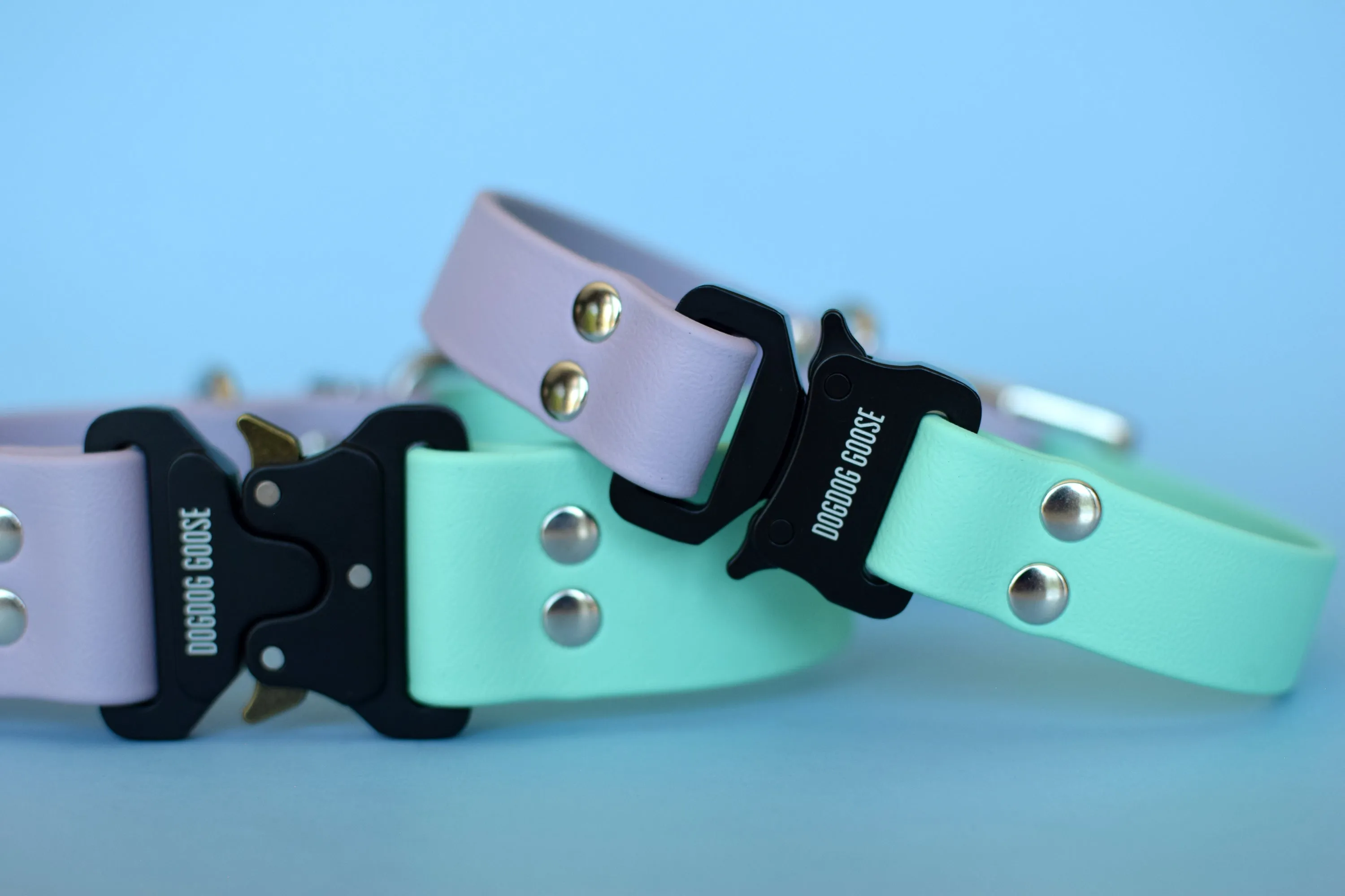 PREMADE COLLECTION - Pastel Purple & Seafoam with Nickel Biothane Dog Collar
