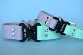PREMADE COLLECTION - Pastel Purple & Seafoam with Nickel Biothane Dog Collar