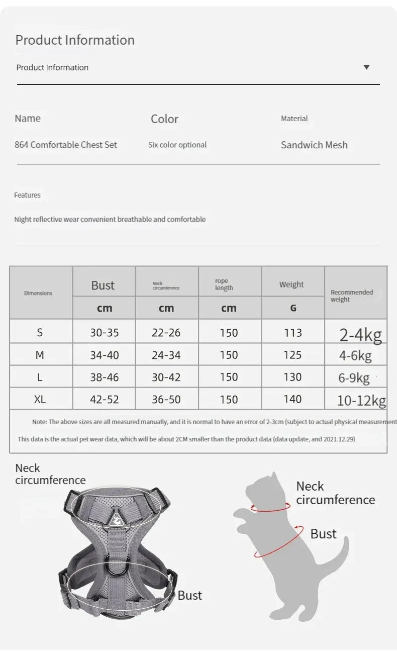 Reflective Breathable Dog Harness for Large Breeds