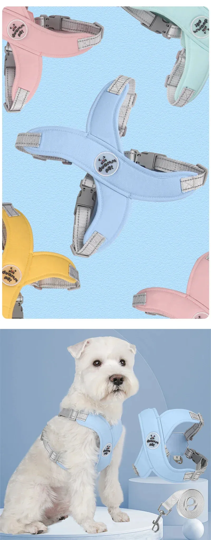 Reflective Dog Harness and Leash Set for Small to Medium Dogs