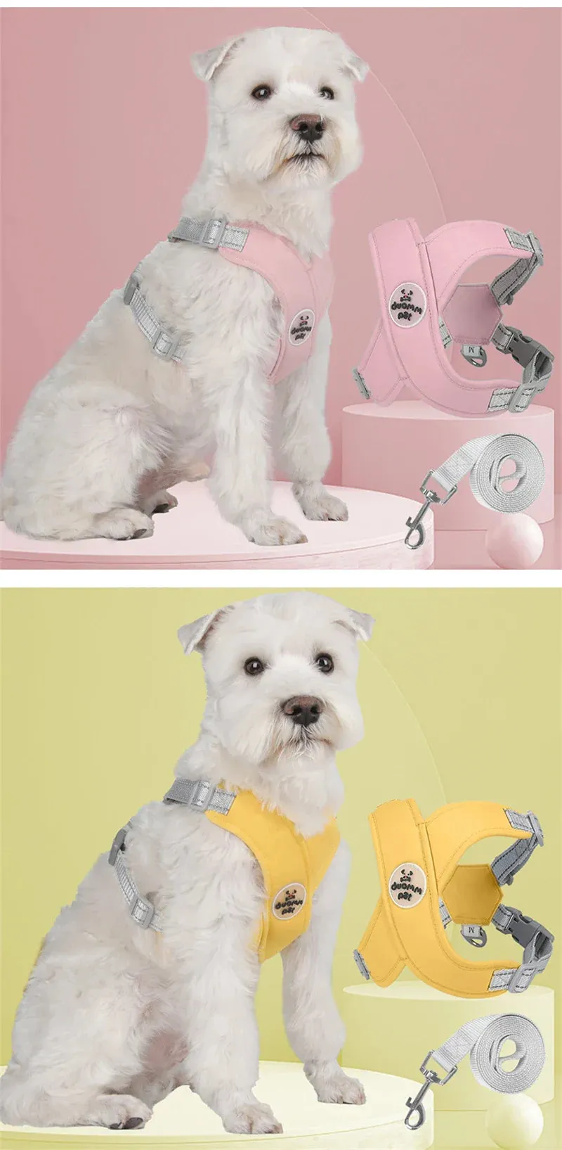 Reflective Dog Harness and Leash Set for Small to Medium Dogs