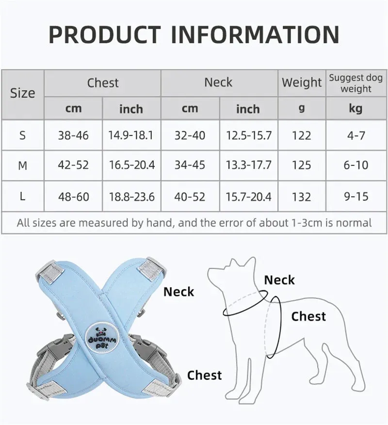 Reflective Dog Harness and Leash Set for Small to Medium Dogs