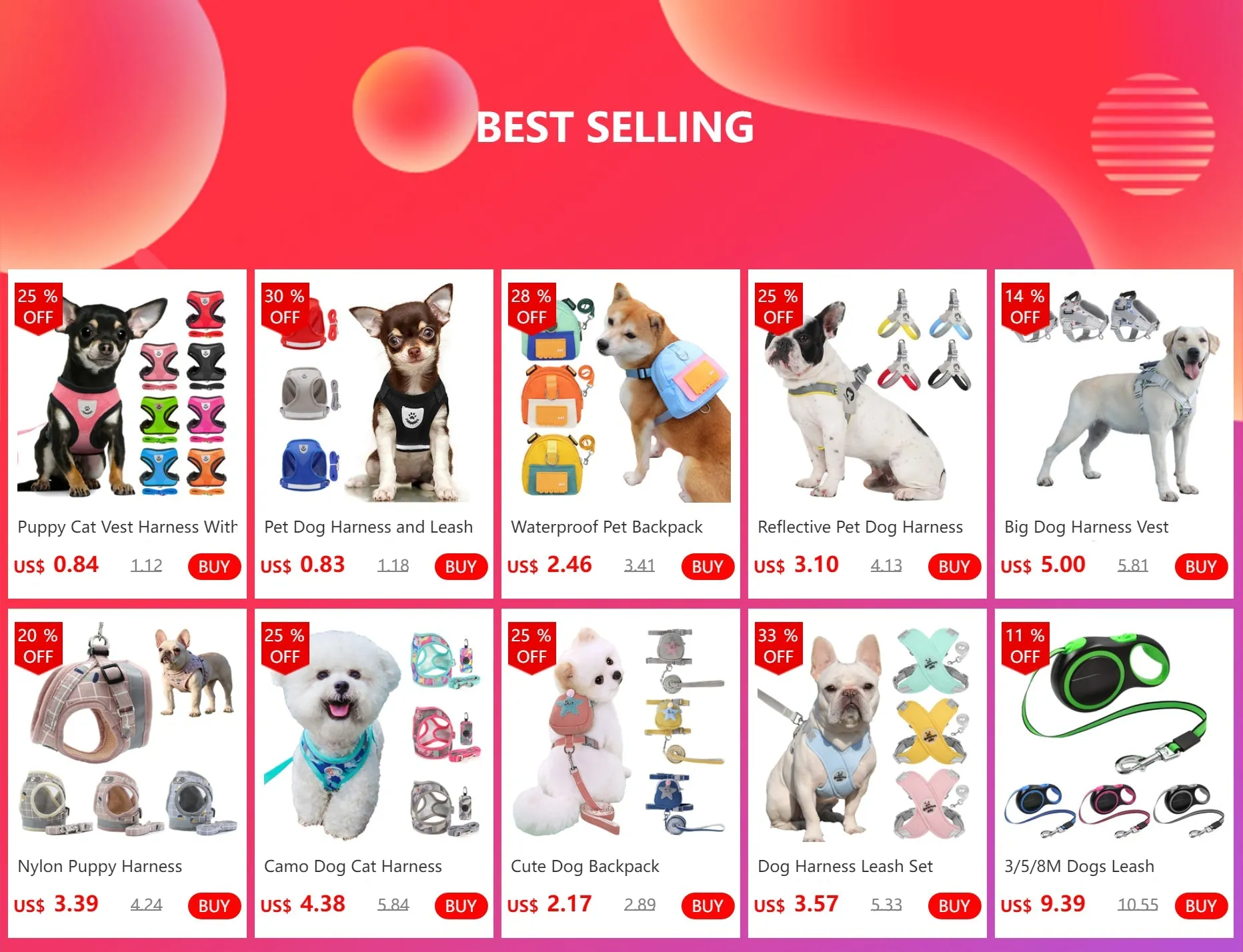 Reflective Dog Harness and Leash Set for Small to Medium Dogs