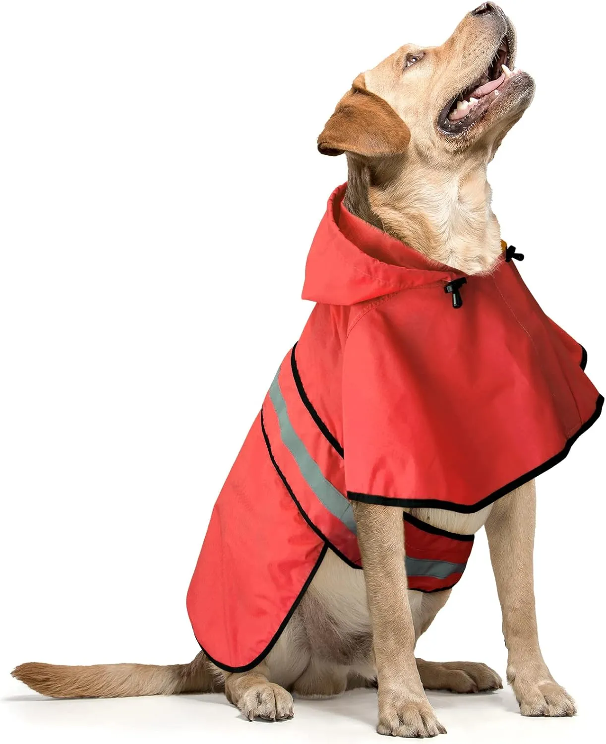 Reflective Dog Raincoats Hooded - Waterproof Lightweight Dog Raincoat Slicker Poncho, Adjustable Safety Dog Rain Coat Jacket for Small, Medium, Large Dogs (Medium, RED)