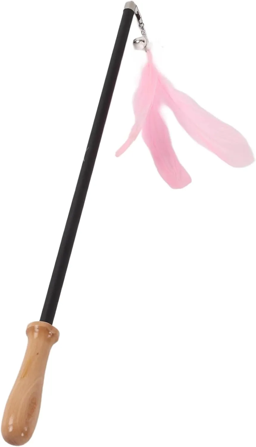 Retractable Cat Teaser Wand with Bell | Interactive Feather Toy for Kittens/Adult Cats | Flexible Carbon Fiber Rod & Ergonomic Handle | 38.8in Extended Length (Pink)