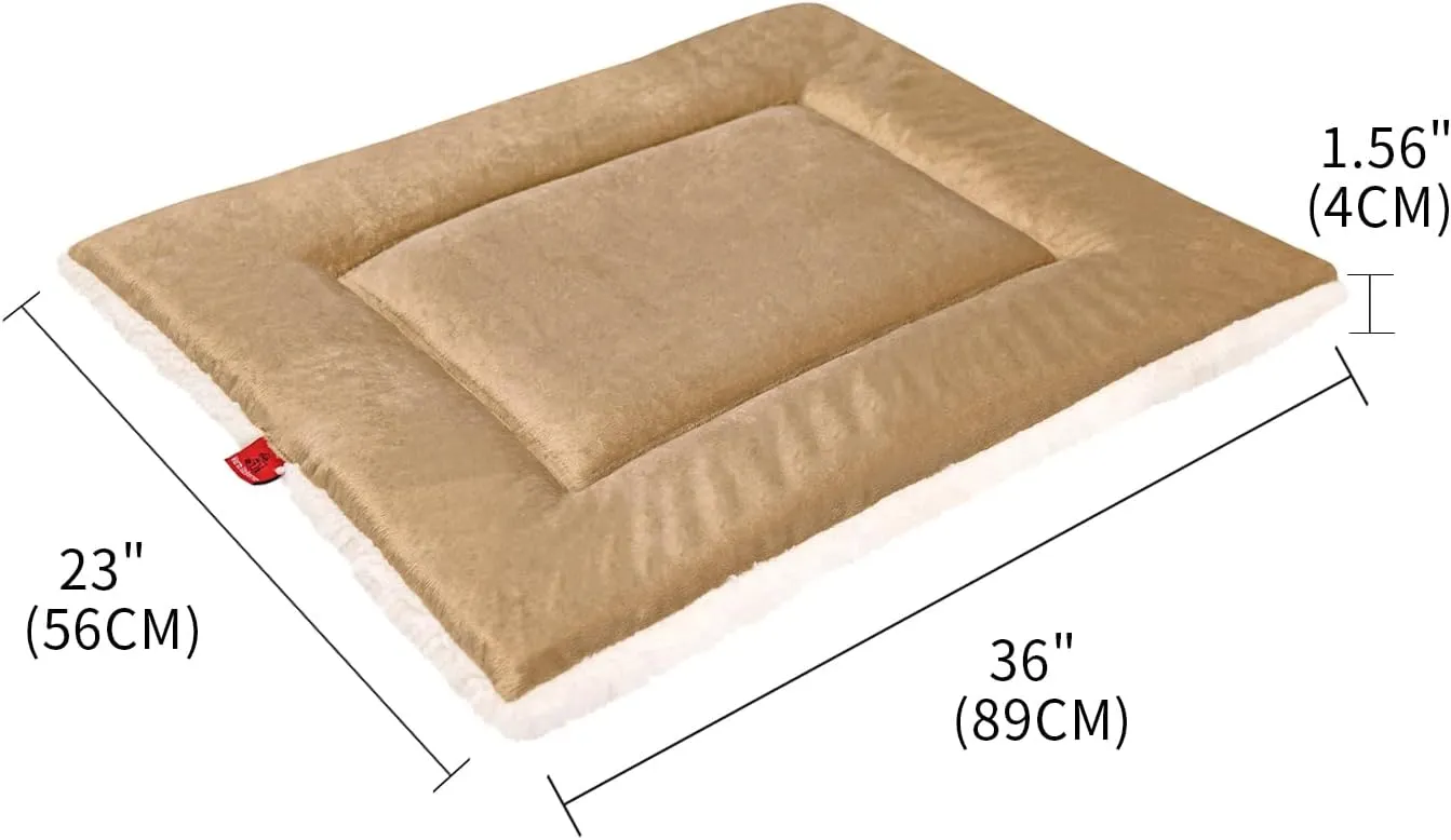 Reversible Dog Bed Mat - Orthopedic Foam Crate Pad for Kennel Comfort, Small to Large Dogs (Tan)