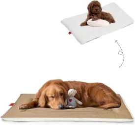 Reversible Dog Bed Mat - Orthopedic Foam Crate Pad for Kennel Comfort, Small to Large Dogs (Tan)
