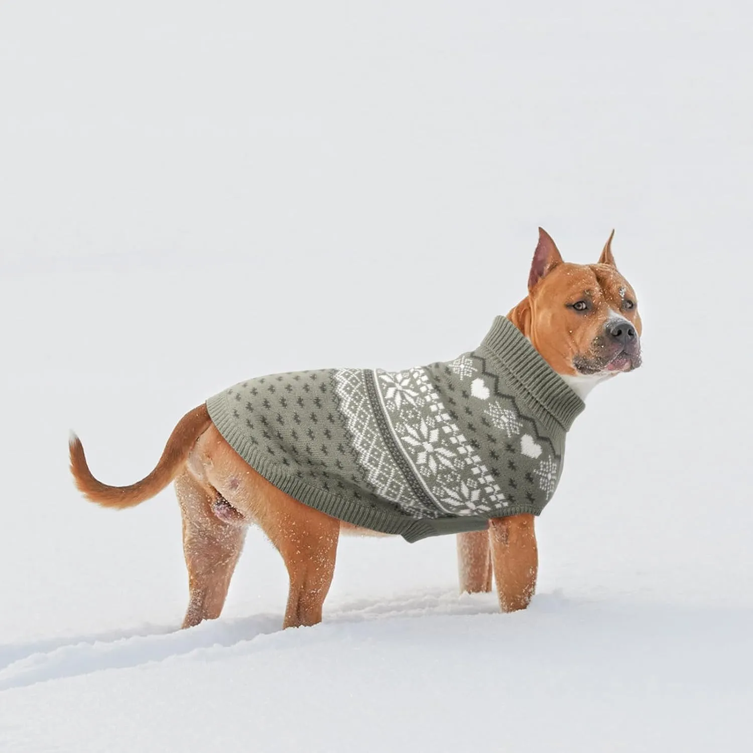 SCENEREAL Dog Sweaters for Large Medium Small Dogs, Warm Puppy Clothes Soft Turtleneck Sweatshirt, Knitted Ugly Dog Christmas Sweater Pet Outfits, Argyle Xmas Pet Cold Weather Coat for Girls Boys