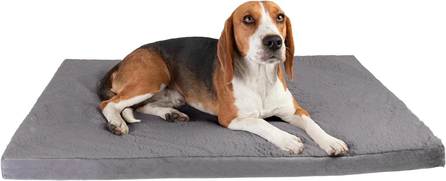 Sherry Kline Reversible Sherpa to Velvet Crate Mat for Pets - Durable Zippered Design, Removable Washable Cover - 24" x 36" x 2.5", Medium, Grey