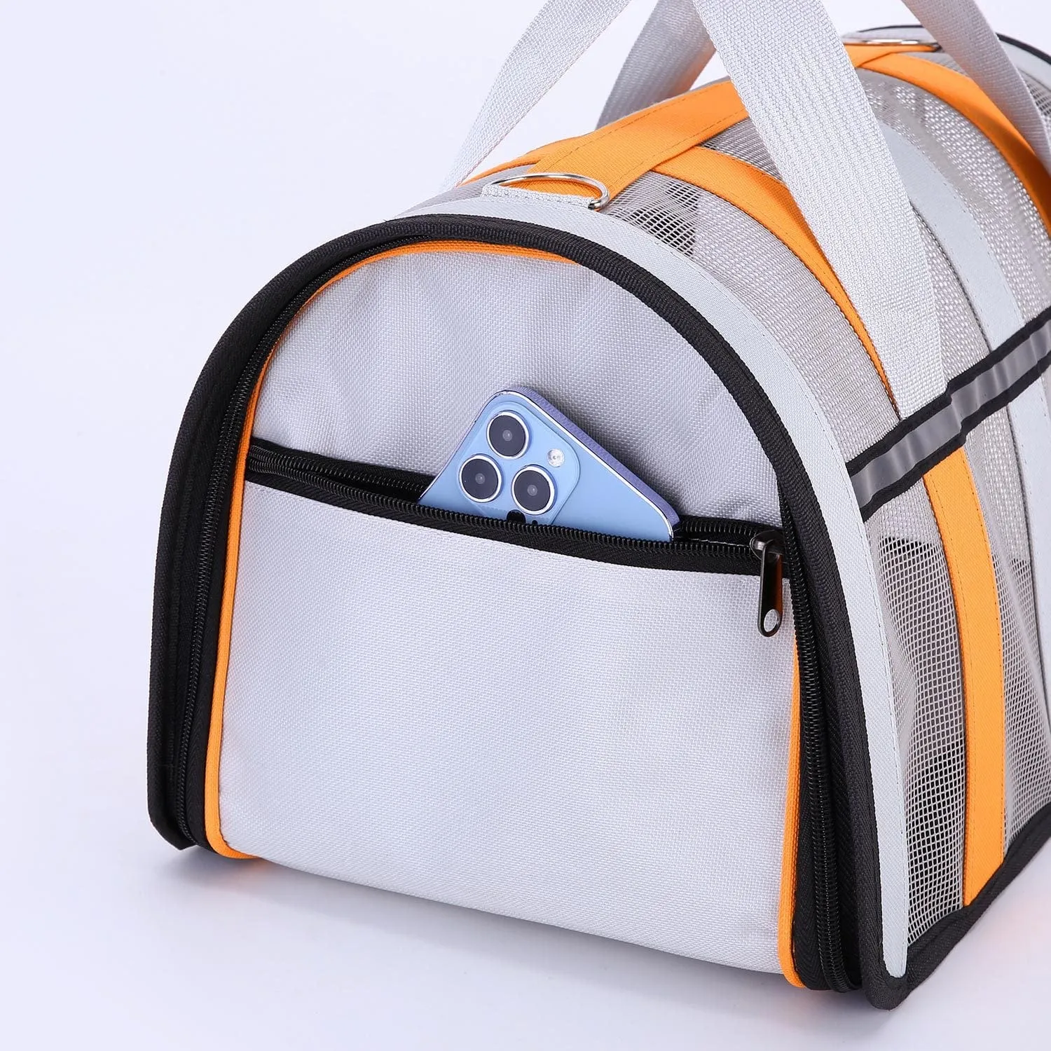 Size L Green And White Foldable Pet Carrier Bag - Lightweight, Breathable, and Spacious for All Seasons