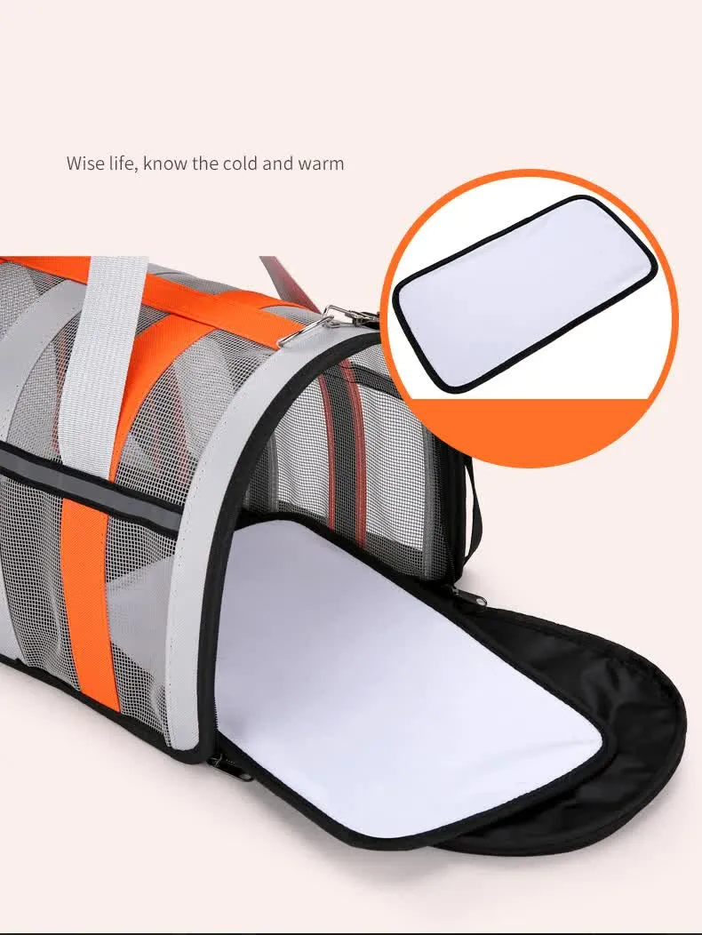 Size L Green And White Foldable Pet Carrier Bag - Lightweight, Breathable, and Spacious for All Seasons