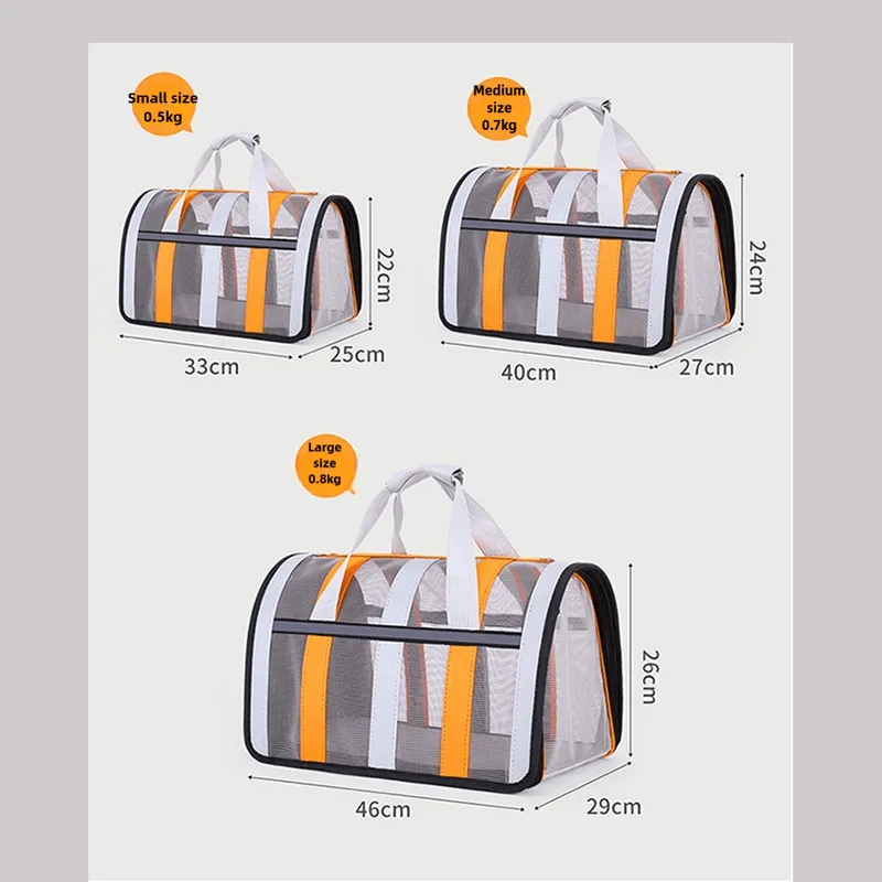 Size L Green And White Foldable Pet Carrier Bag - Lightweight, Breathable, and Spacious for All Seasons