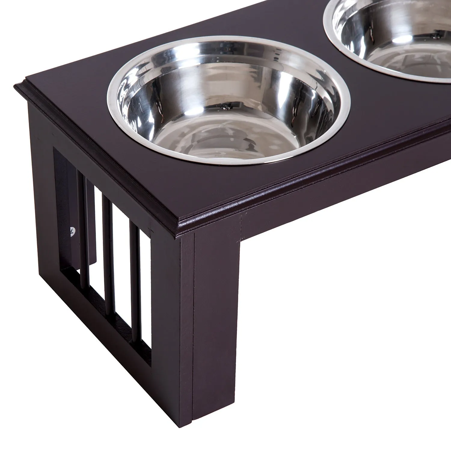 Stainless Steel Pet Feeder , 58.4Lx30.5Wx25.4H cm-Brown