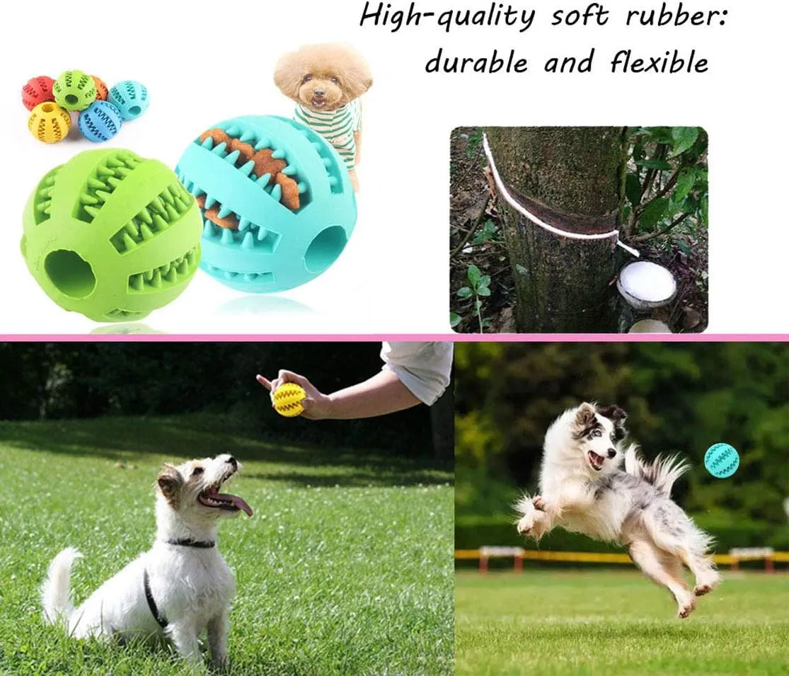 Sunglow 2 Pack Dog Toy Ball - Nontoxic Bite Resistant Teething Toys for Small/Medium/Large Dog and Puppy Cat, Dog Pet Food Treat Feeder Chew Tooth Cleaning Exercise Game IQ Training