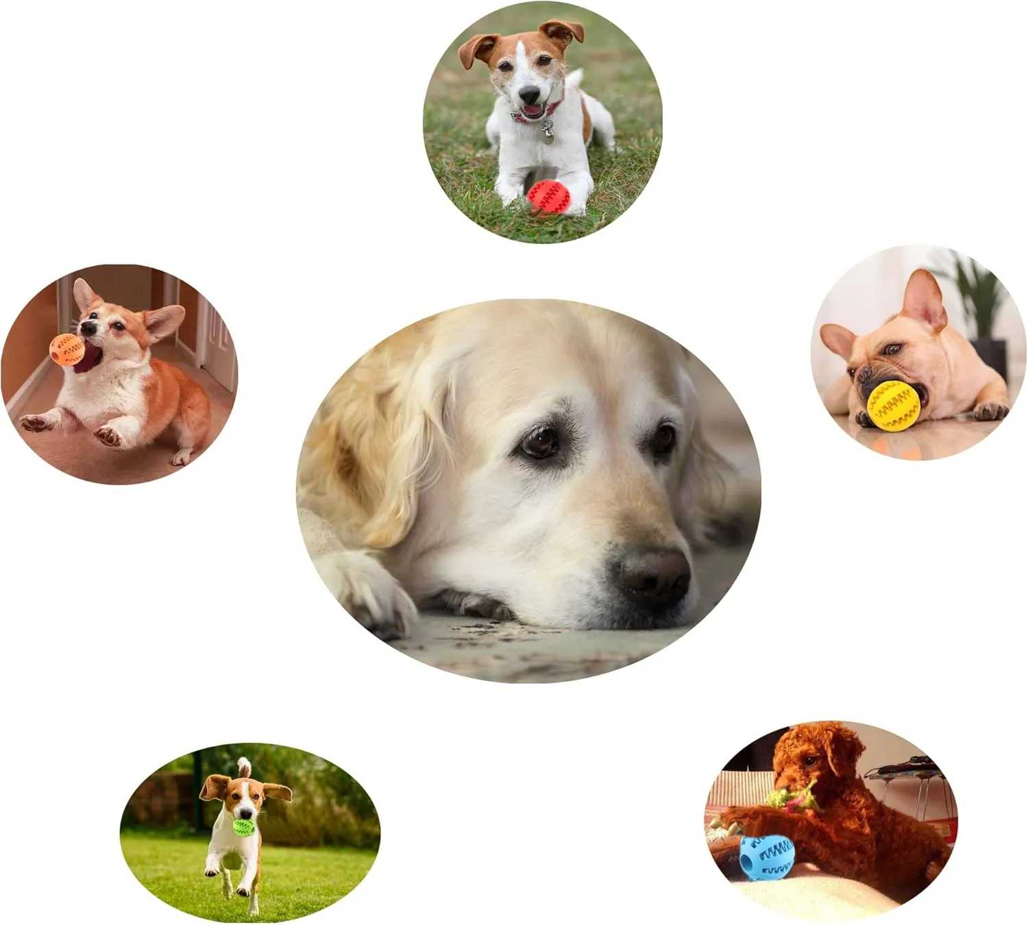 Sunglow 2 Pack Dog Toy Ball - Nontoxic Bite Resistant Teething Toys for Small/Medium/Large Dog and Puppy Cat, Dog Pet Food Treat Feeder Chew Tooth Cleaning Exercise Game IQ Training