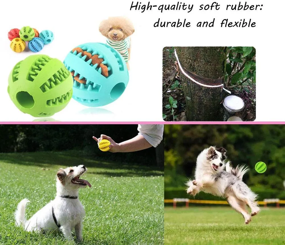 Sunglow 2 Pack Dog Toy Ball - Nontoxic Bite Resistant Teething Toys for Small/Medium/Large Dog and Puppy Cat, Dog Pet Food Treat Feeder Chew Tooth Cleaning Exercise Game IQ Training