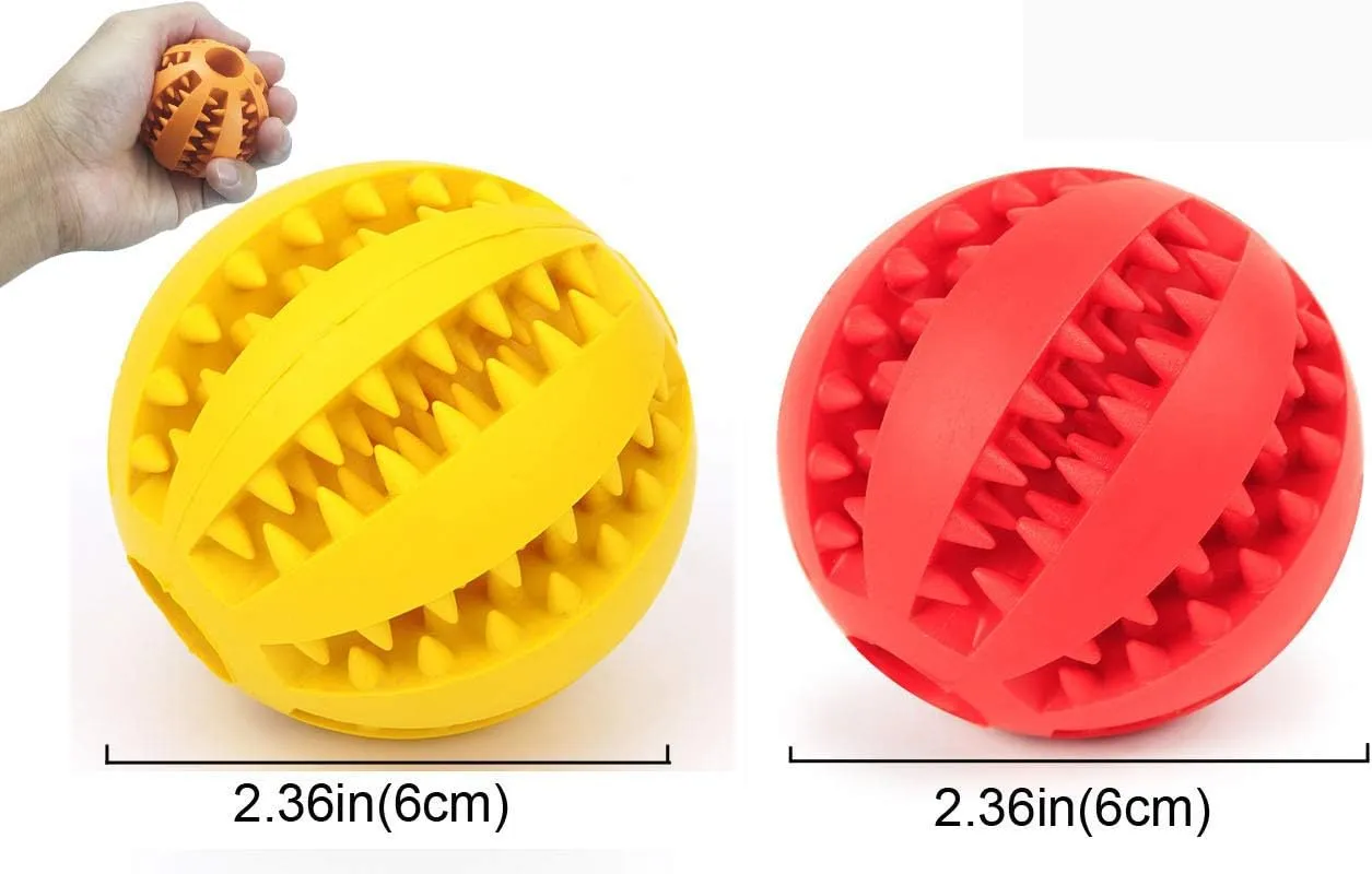 Sunglow 2 Pack Dog Toy BallNontoxic Bite Resistant Teething Toys Balls for Small/Medium/Large Dog and Puppy Cat, Dog Pet Food Treat Feeder Chew Tooth Cleaning Ball Exercise Game IQ Training Ball