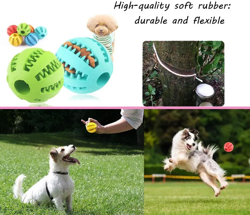Sunglow 2 Pack Dog Toy BallNontoxic Bite Resistant Teething Toys Balls for Small/Medium/Large Dog and Puppy Cat, Dog Pet Food Treat Feeder Chew Tooth Cleaning Ball Exercise Game IQ Training Ball