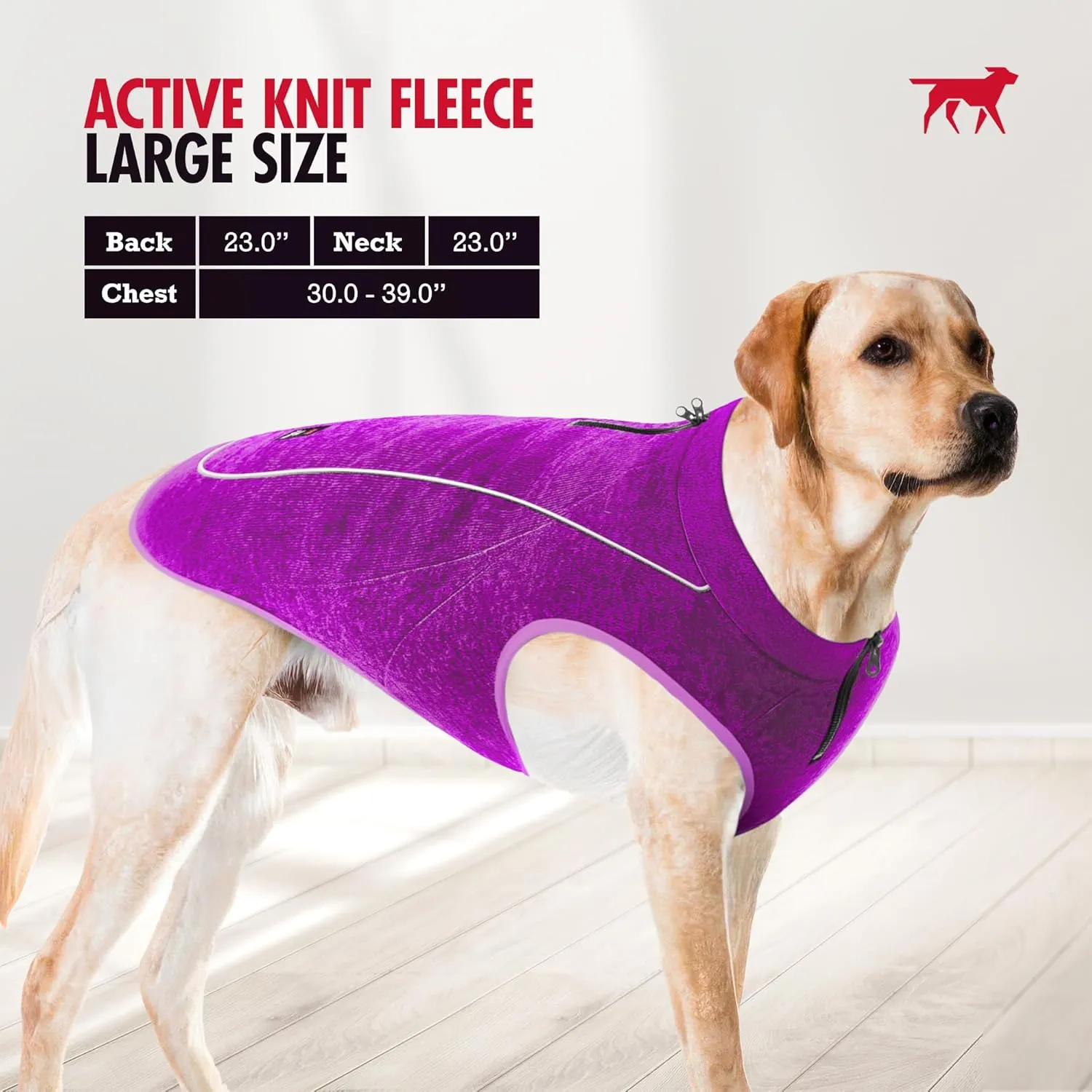 Tuff Pupper Insulated Knit Fleece Jacket for Dogs | Lightweight Warm Dog Vest | Waterproof Zipper Port for Harness | Cold Weather Winter Coat | Rain Snow Repellant | Adjustable Size (Purple/L)