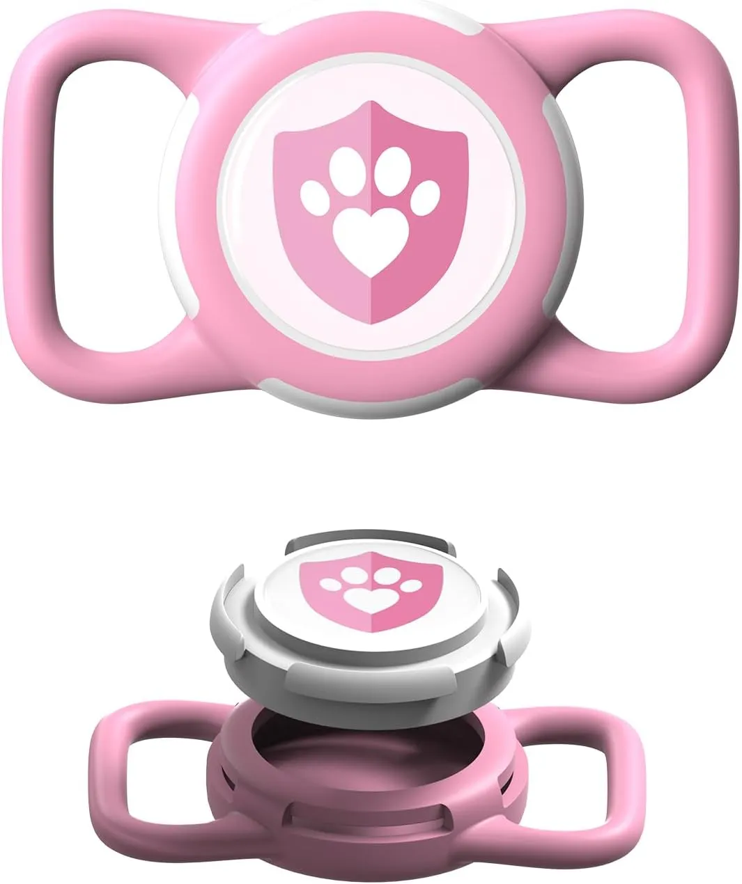 Waterproof AirTag Dog Collar Holder for Apple Tracker QR Code Case Pink
