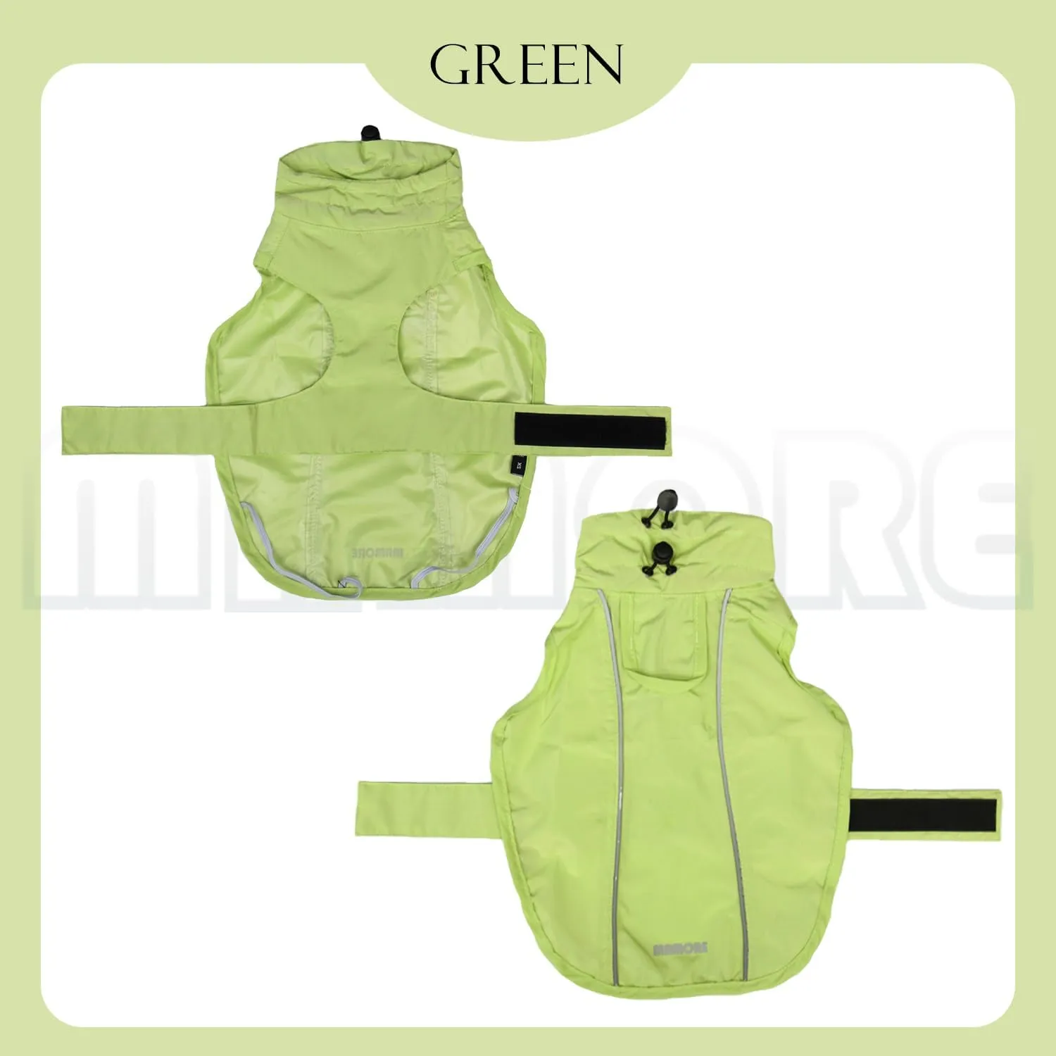 Waterproof Dog Raincoat with Reflective Strip, Adjustable Breathable Rain Coat Jacket with Leash Hole for Dogs (Light Green, Small)