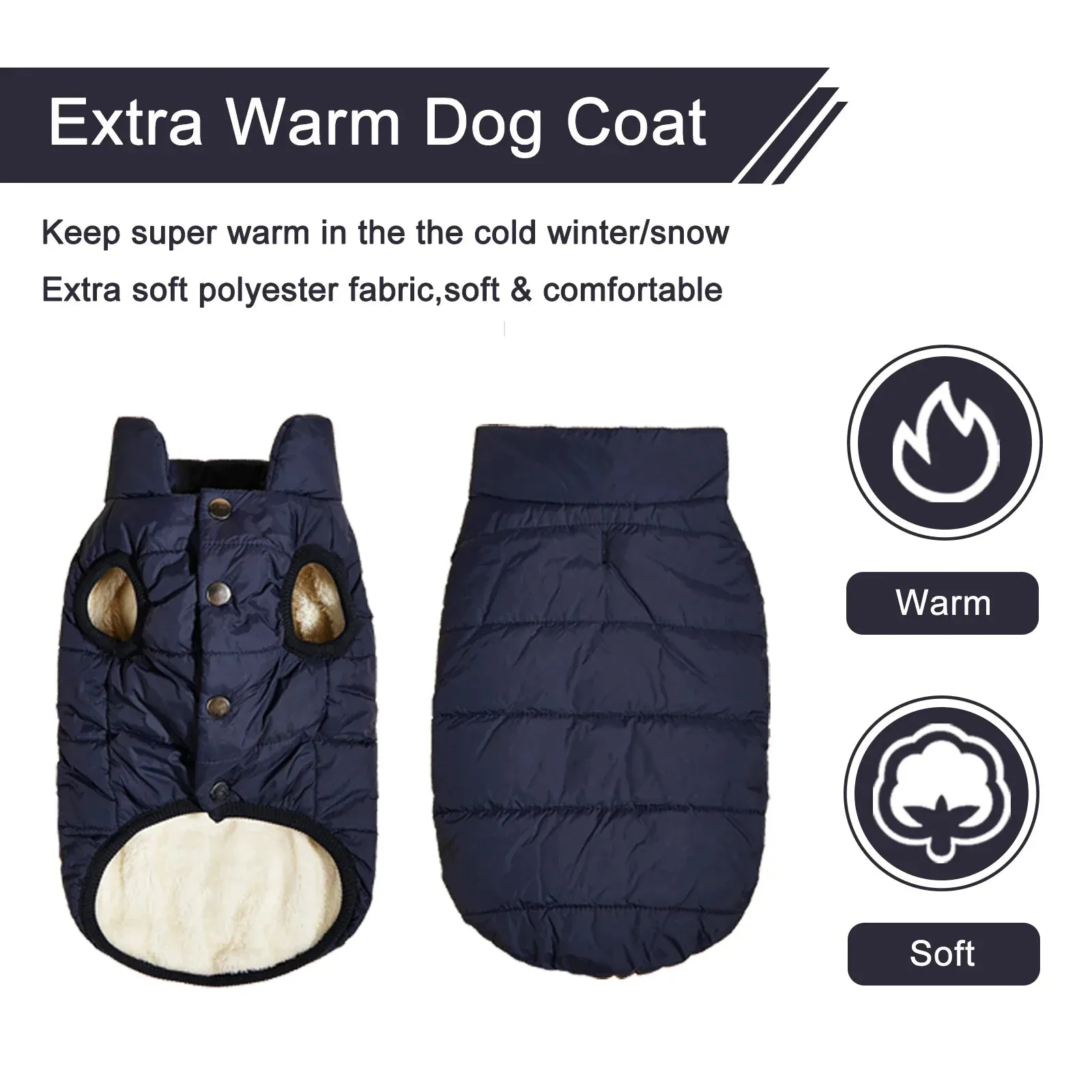 Winter Warmth Dog Jacket - Fleece-Lined for Comfort