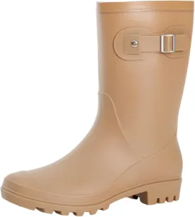 Women's Mid Calf Rain Boots Waterproof Fashion Garden Shoes Anti-slipping Rainboots For Women Comfortable Insole Light Rain Shoes