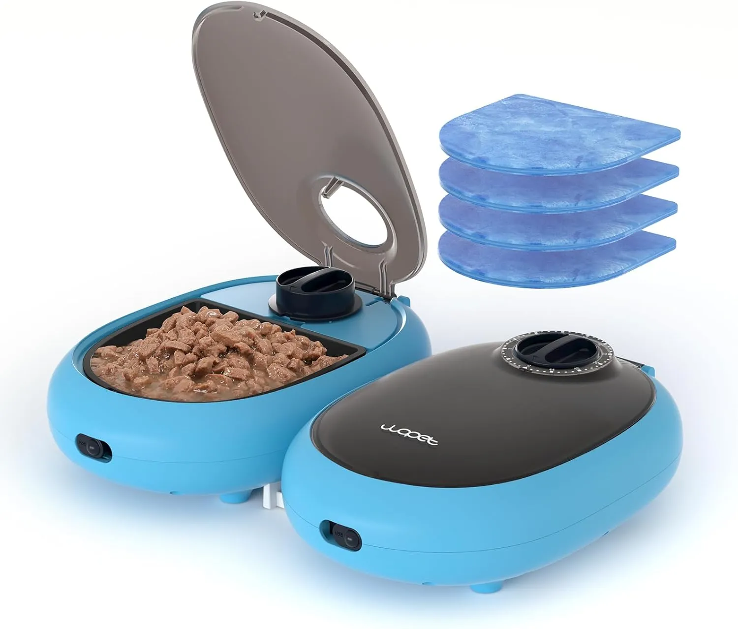WOPET Automatic Cat Feeder,48-Hour Timer Cat Bowl with Ice Gel Pack Refrigeration Function,Perfect for Small Dogs and Cats in Yogurt,Can,and Wet Food Feeding
